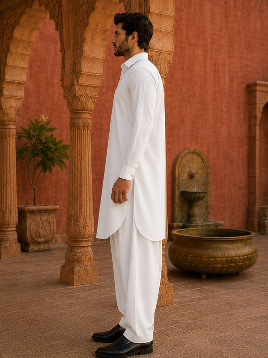 Pathani Kurta Set - Morning White