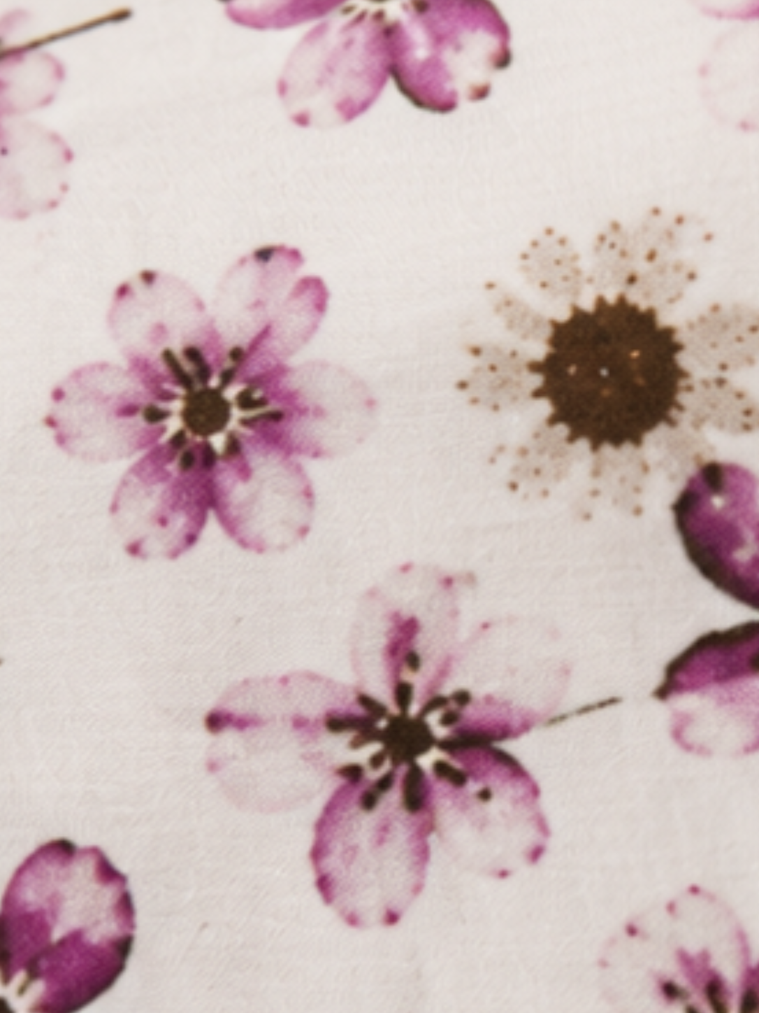 Printed Pleated Top - Button Rose