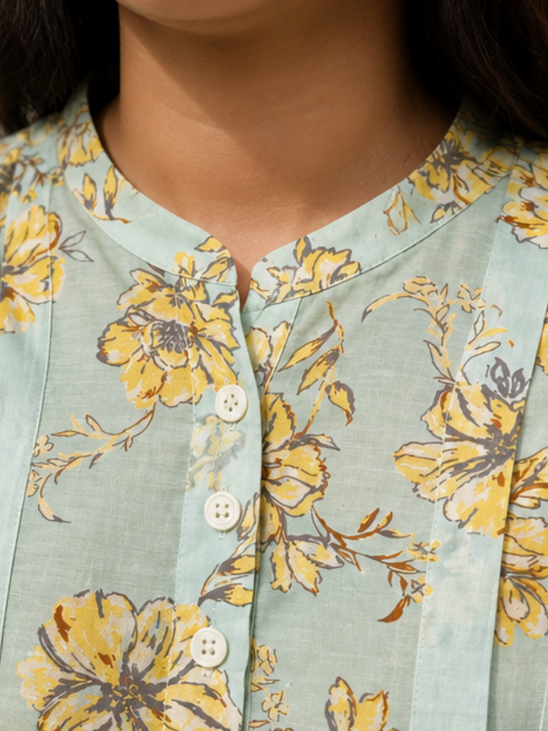 Pleated Printed Top - Sun Daisy