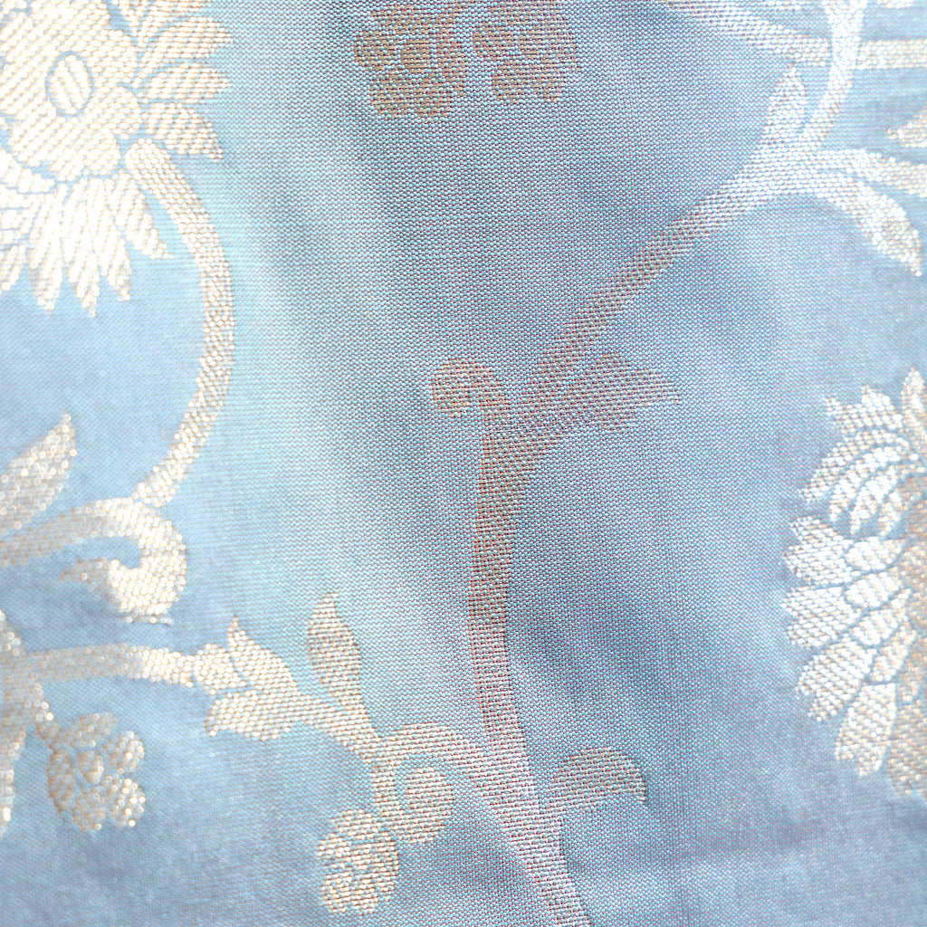 Ice Blue Banarasi Semi-Silk Floral Dupatta with Floral Zari Weaving