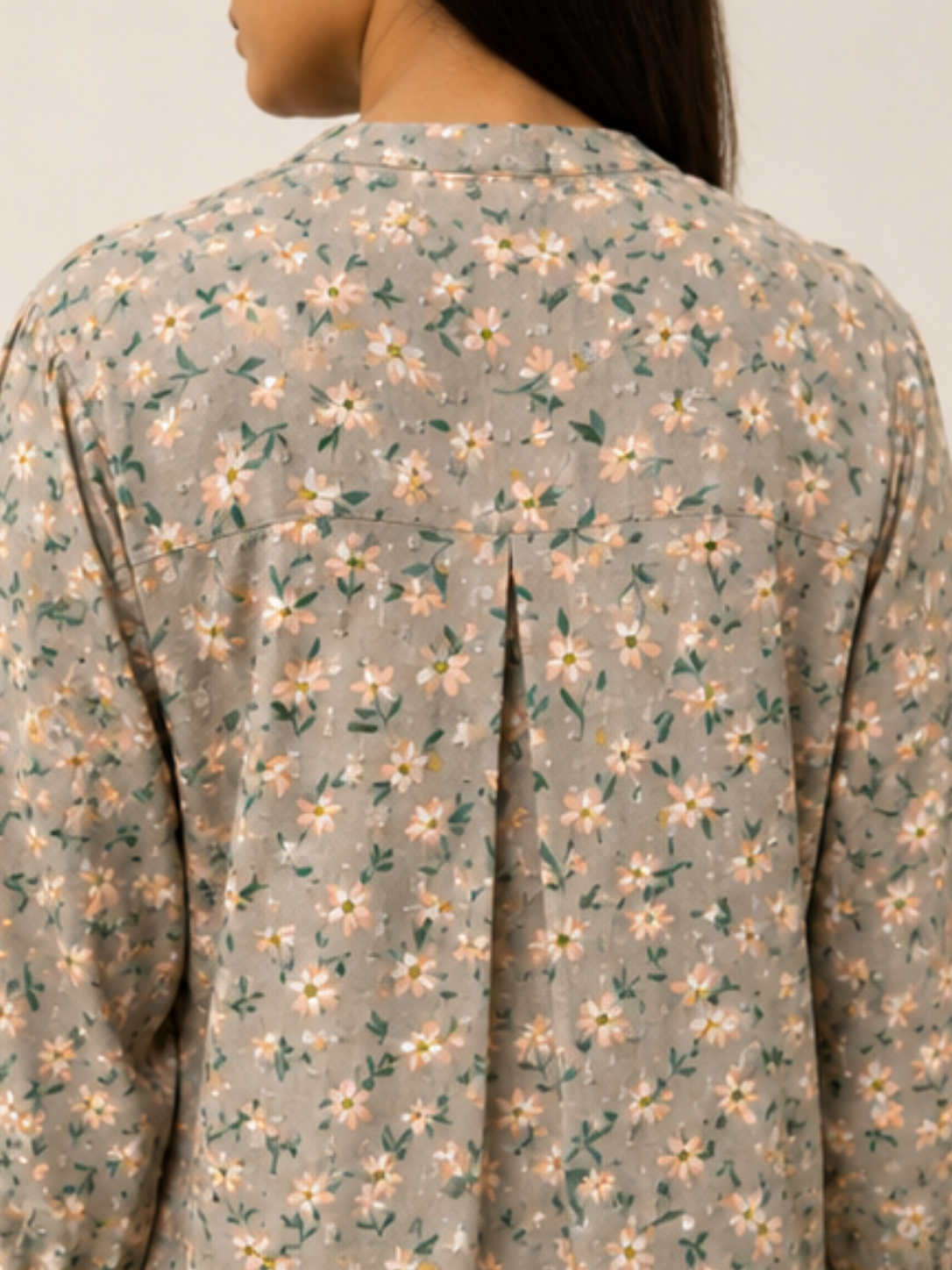 Pleated Printed Top - Peach Bloom
