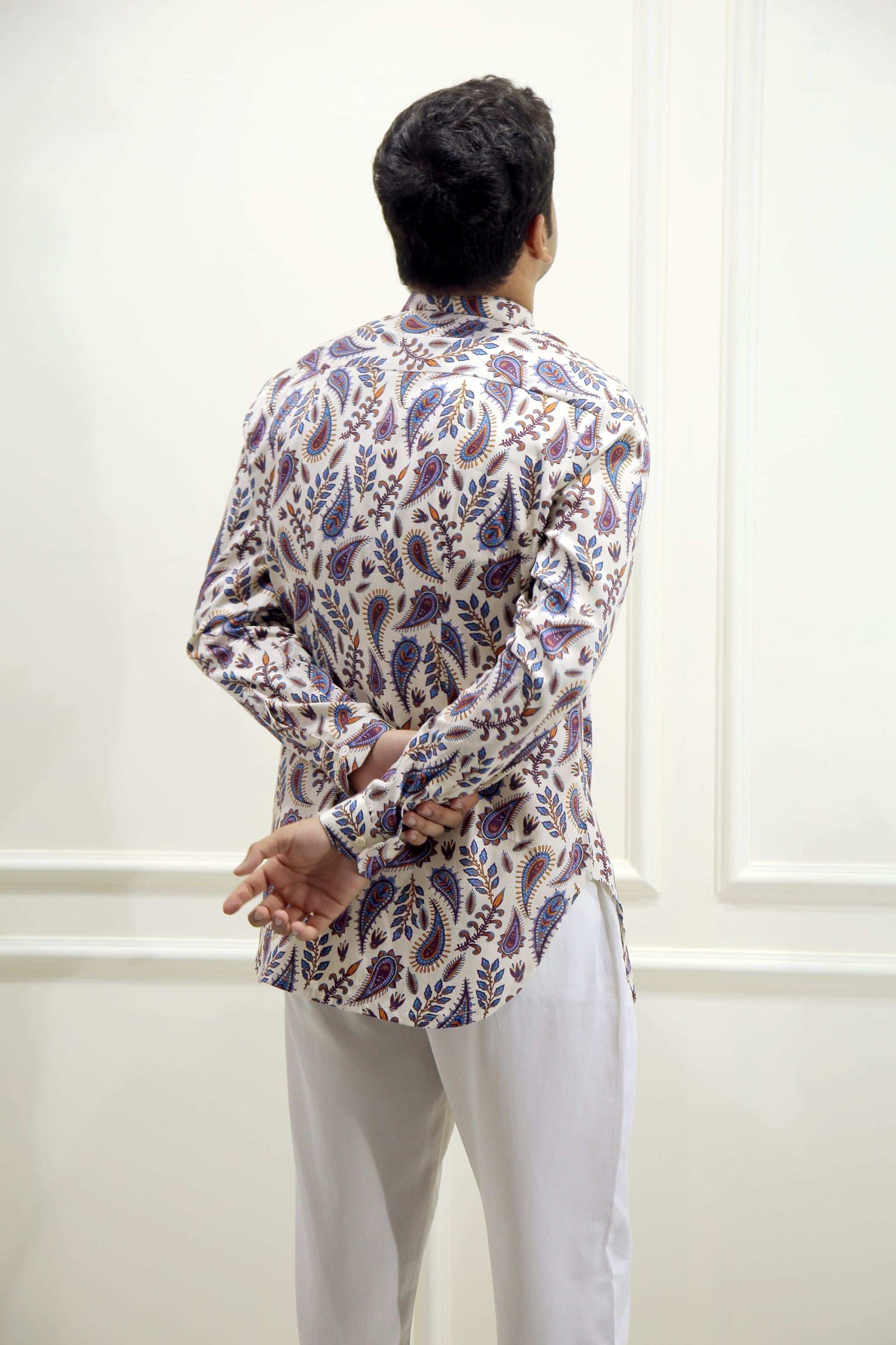 Crème Paisley Print Shirt Kurta Kurta Shirt Kurta
