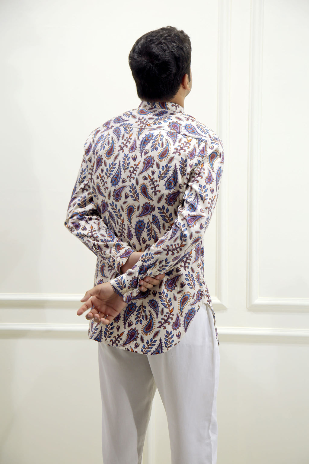 Crème Paisley Print Shirt Kurta