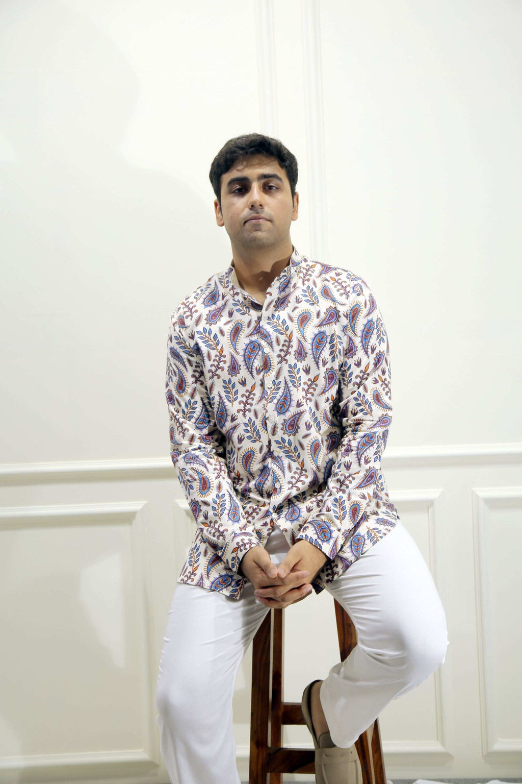 Crème Paisley Print Shirt Kurta Kurta Shirt Kurta