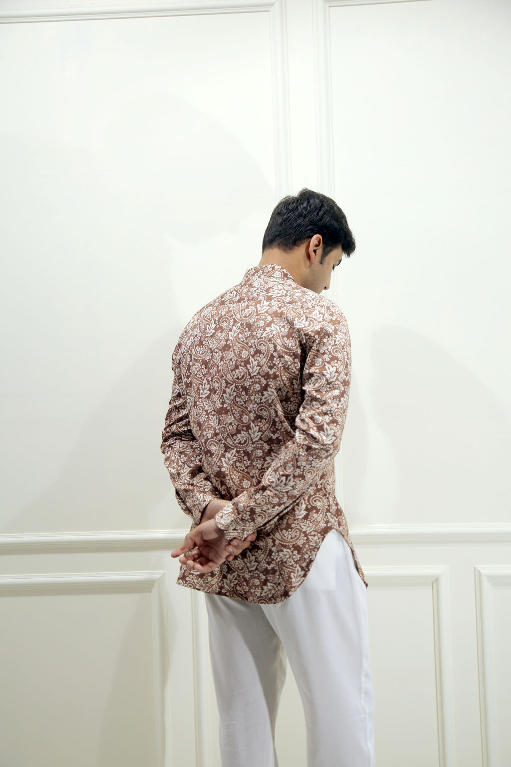 Brown Paisley Print Shirt Kurta