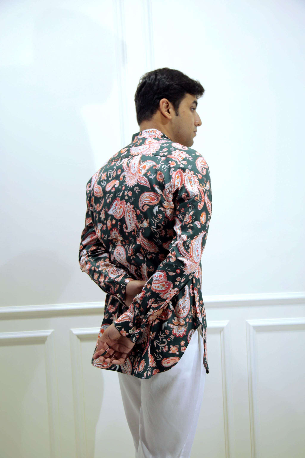 Dark Green Paisley Print Shirt Kurta Kurta Shirt Kurta