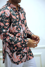 Dark Green Paisley Print Shirt Kurta Kurta Shirt Kurta