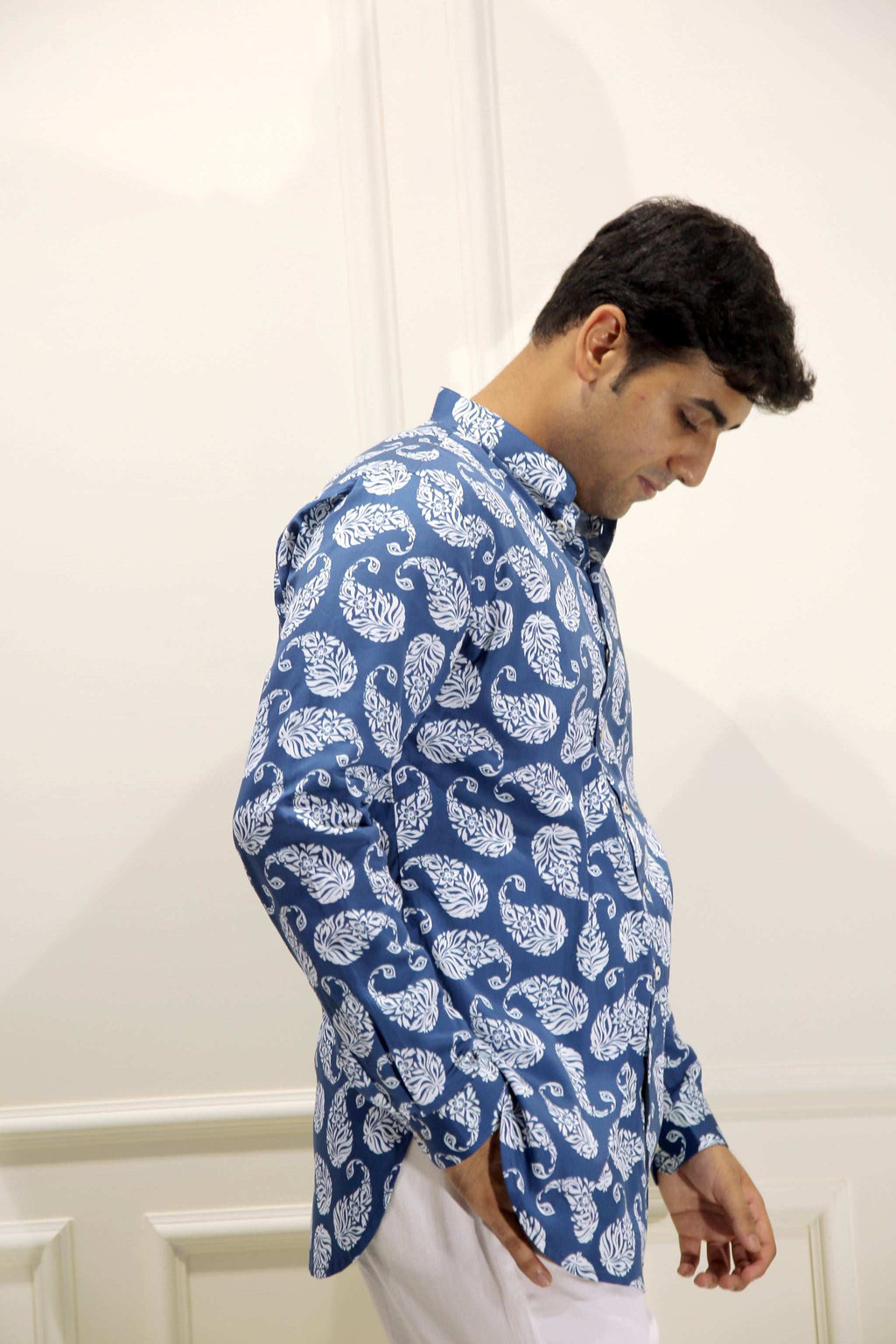 Blue Paisley Print Shirt Kurta Kurta Shirt Kurta