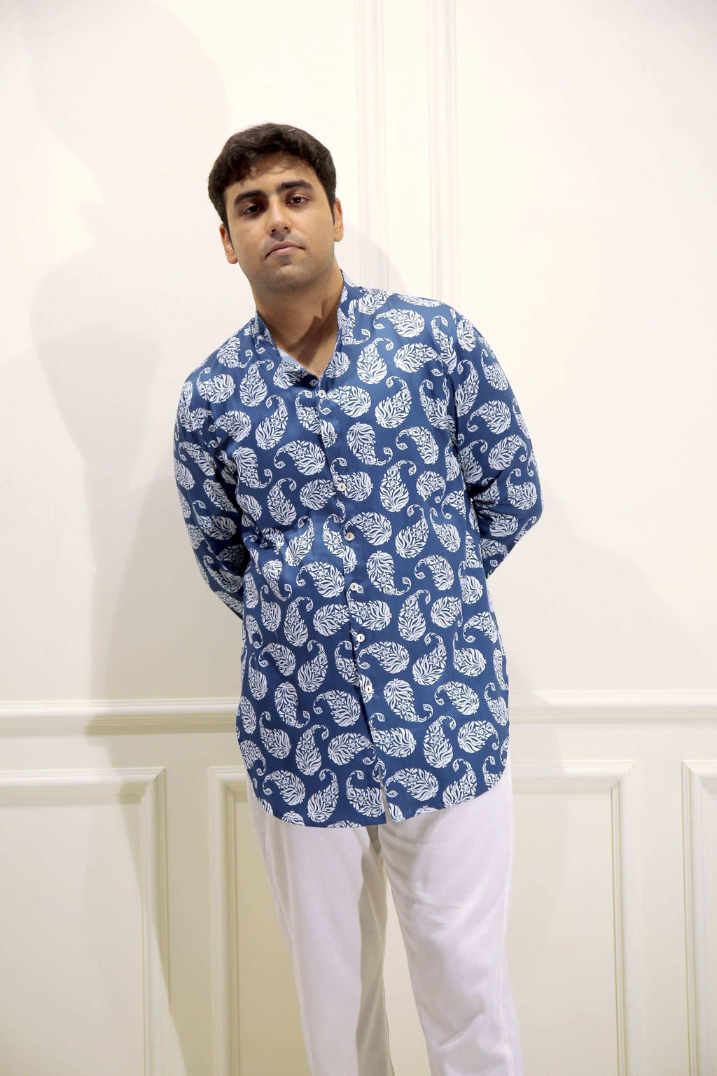Blue Paisley Print Shirt Kurta Kurta Shirt Kurta
