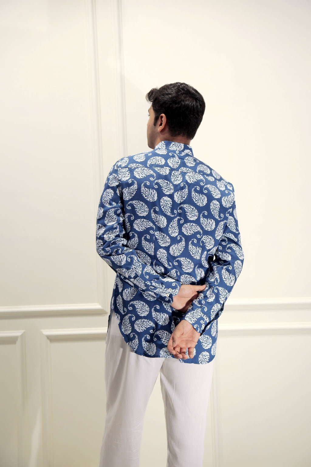 Blue Paisley Print Shirt Kurta