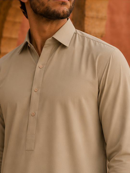 Pathani Kurta set - Khaki Beige