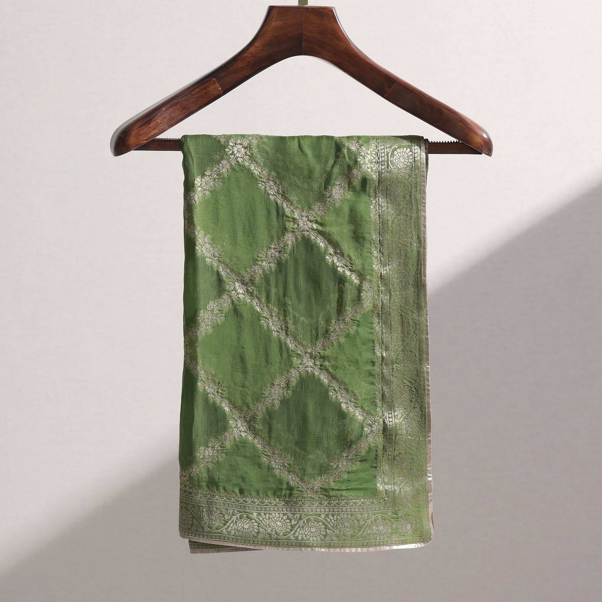 Mehndi Green Georgette Dupatta with Zari Embroidery Dupatta