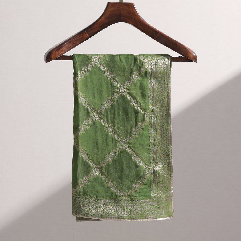 Mehndi Green Georgette Dupatta with Zari Embroidery