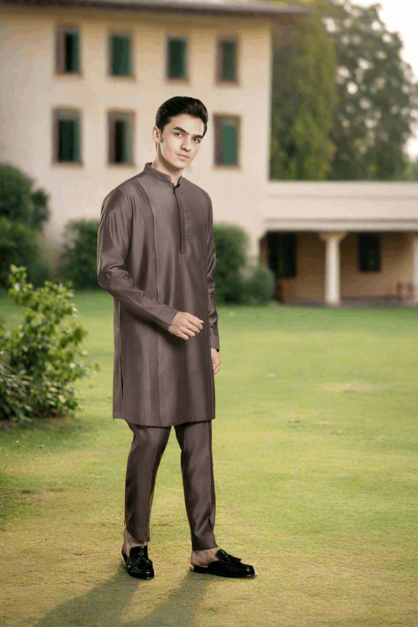 Men's Pin tucks Mid-length Kurta Pant set Kurta Pant Set