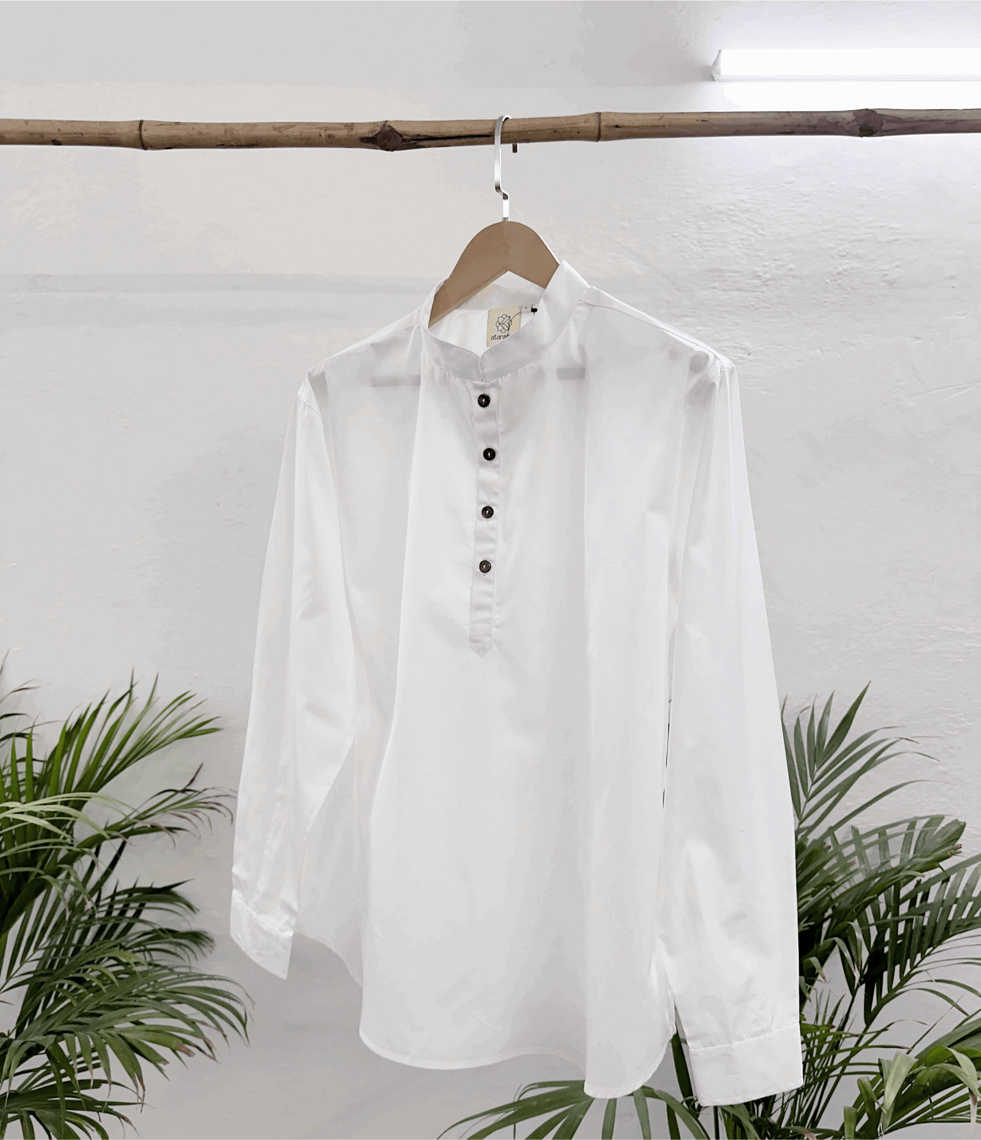 Men's White Short Kurta with Mandarin Collar Short Kurta Short Kurta