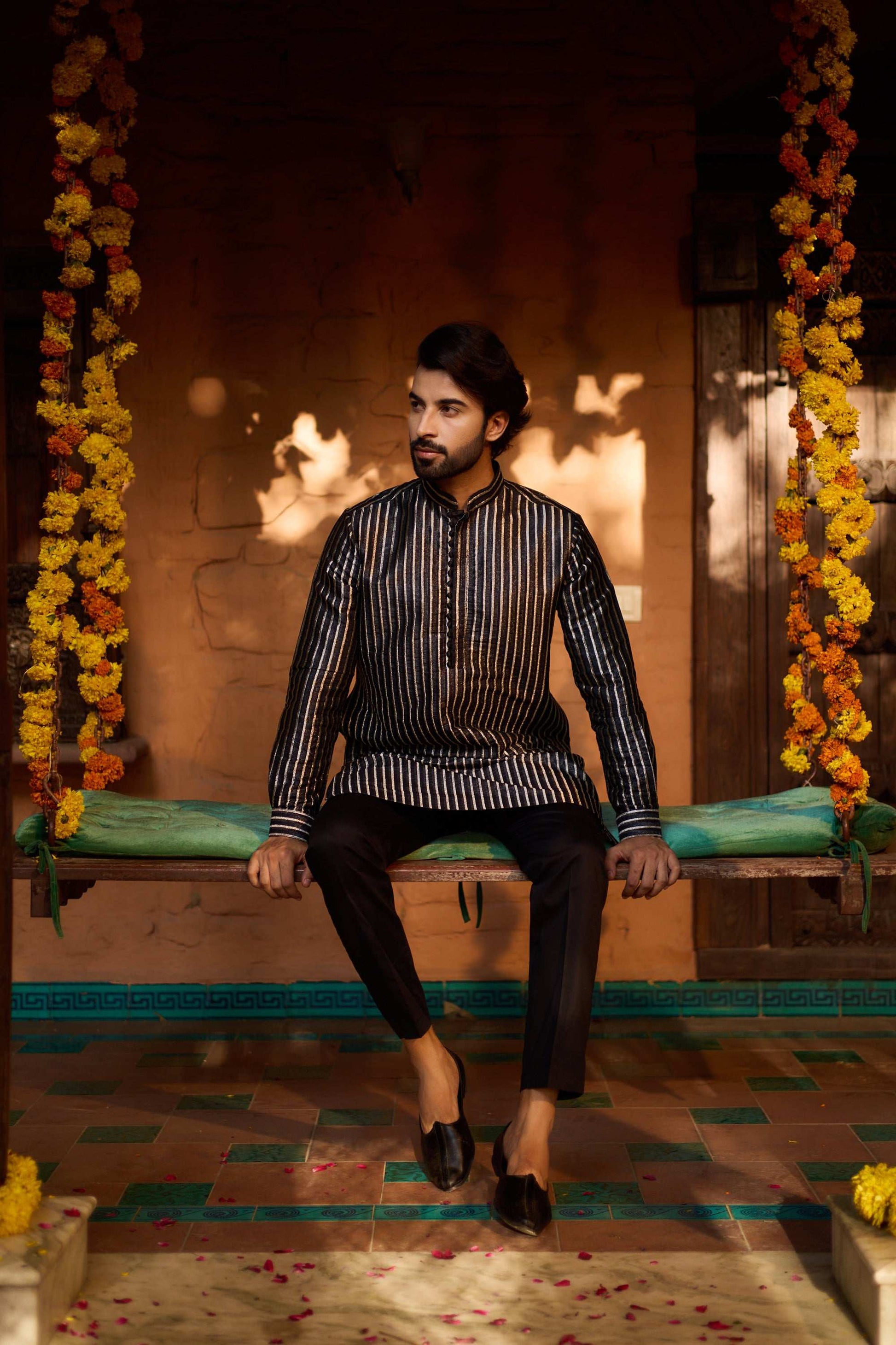 Heera & Hunar Vertical Striking Temple Stripes Design Twin Set Twinning Statement