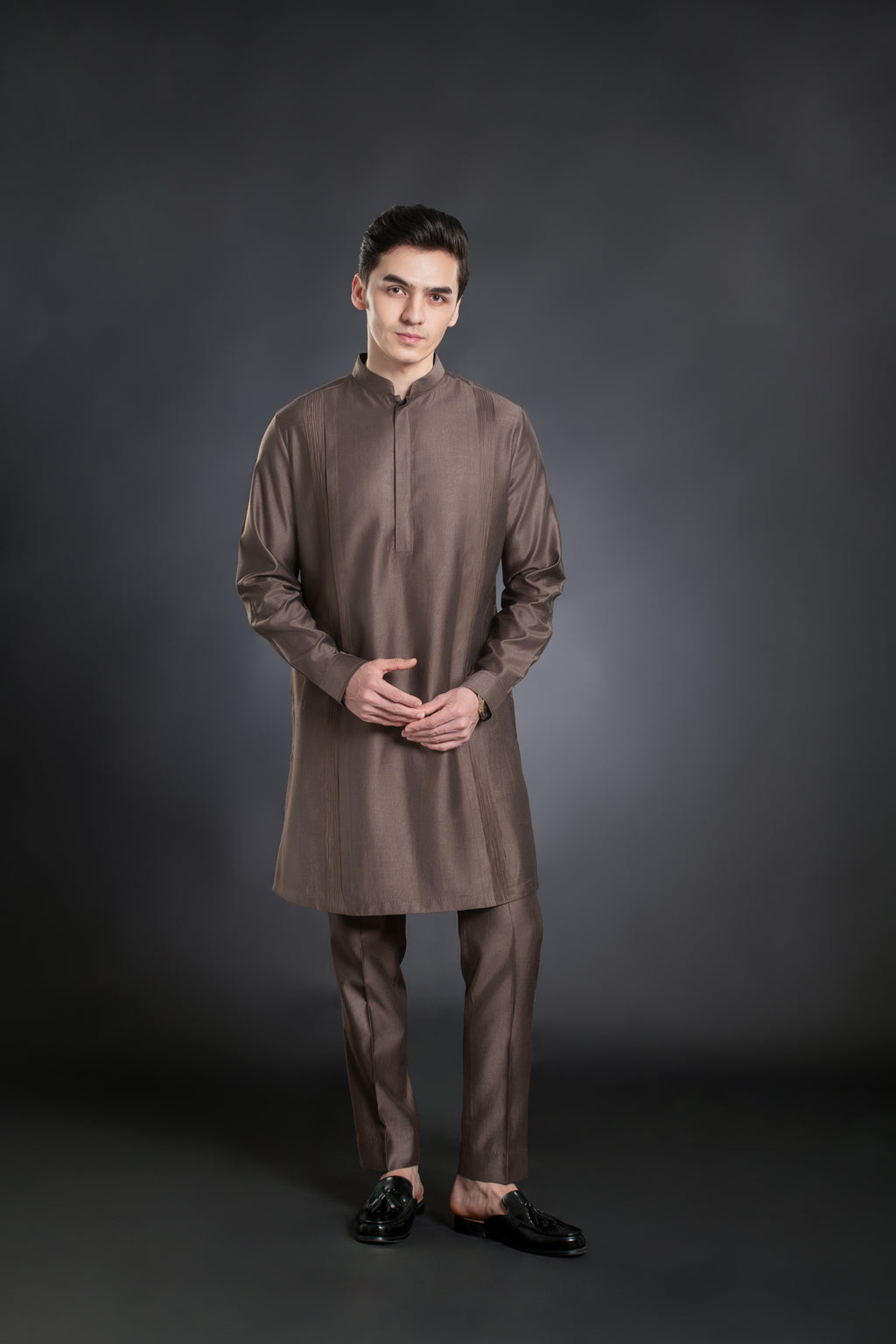 Men's Pin tucks Mid-length Kurta Pant set