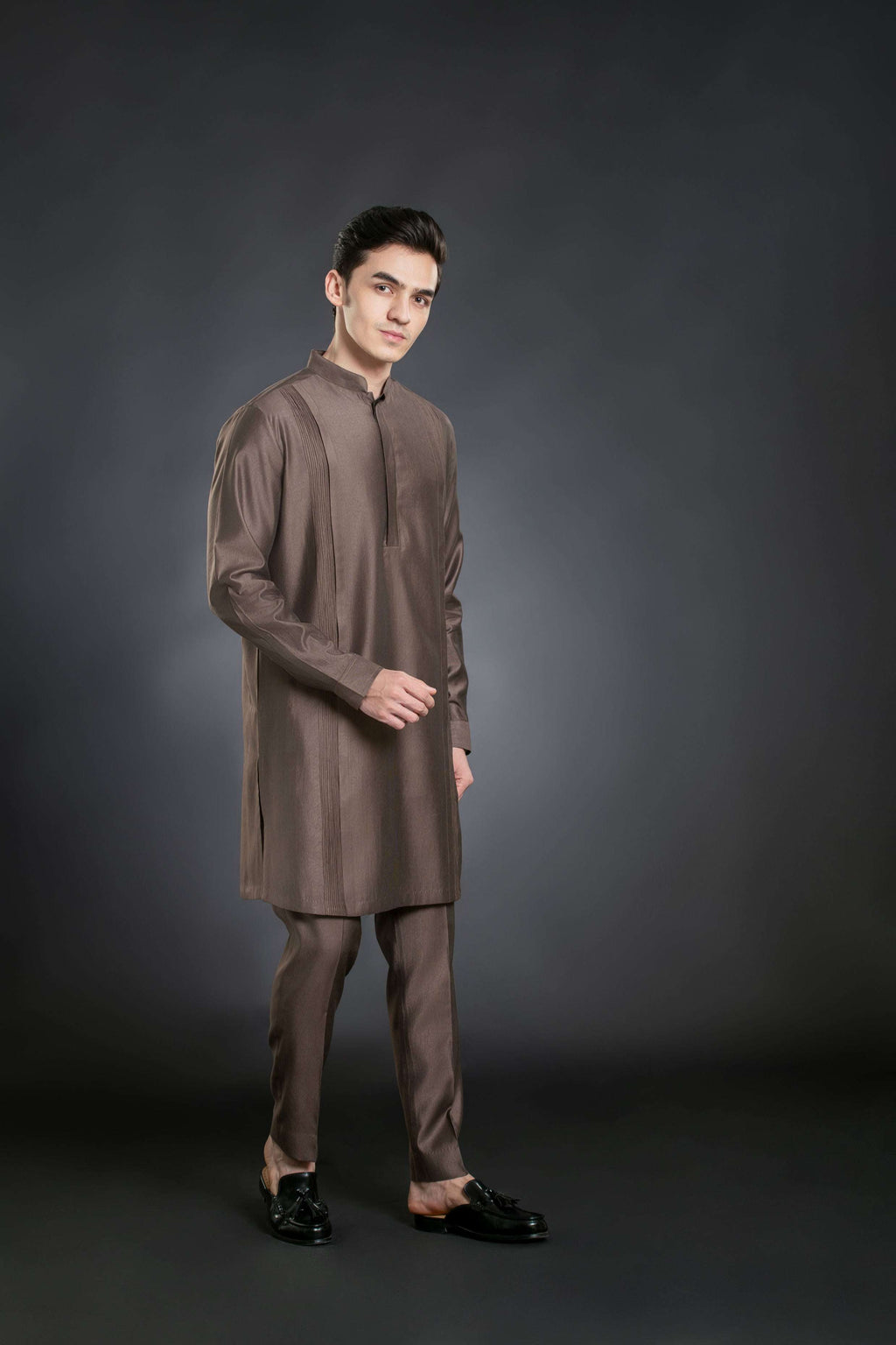 Men's Pin tucks Mid-length Kurta Pant set Kurta Pant Set