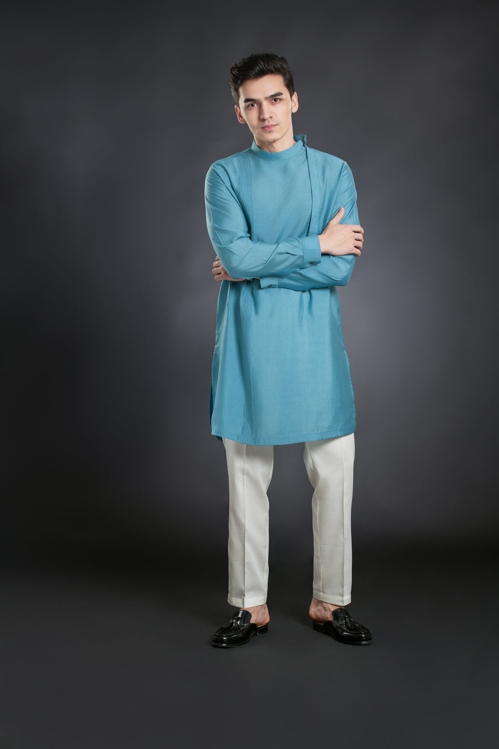 Men's Side Placket Mid-Length Kurta Pant set