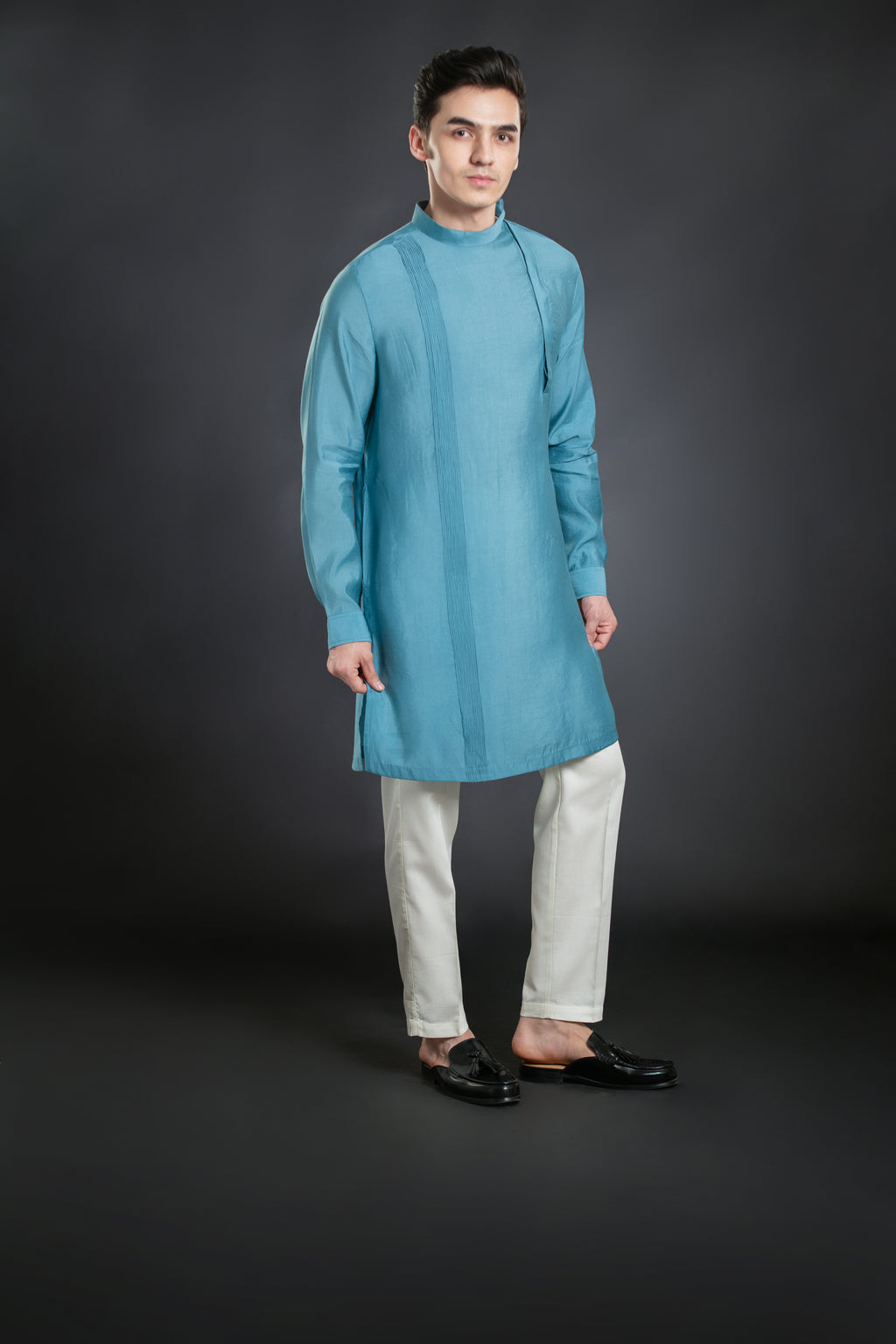 Men's Side Placket Mid-Length Kurta Pant set