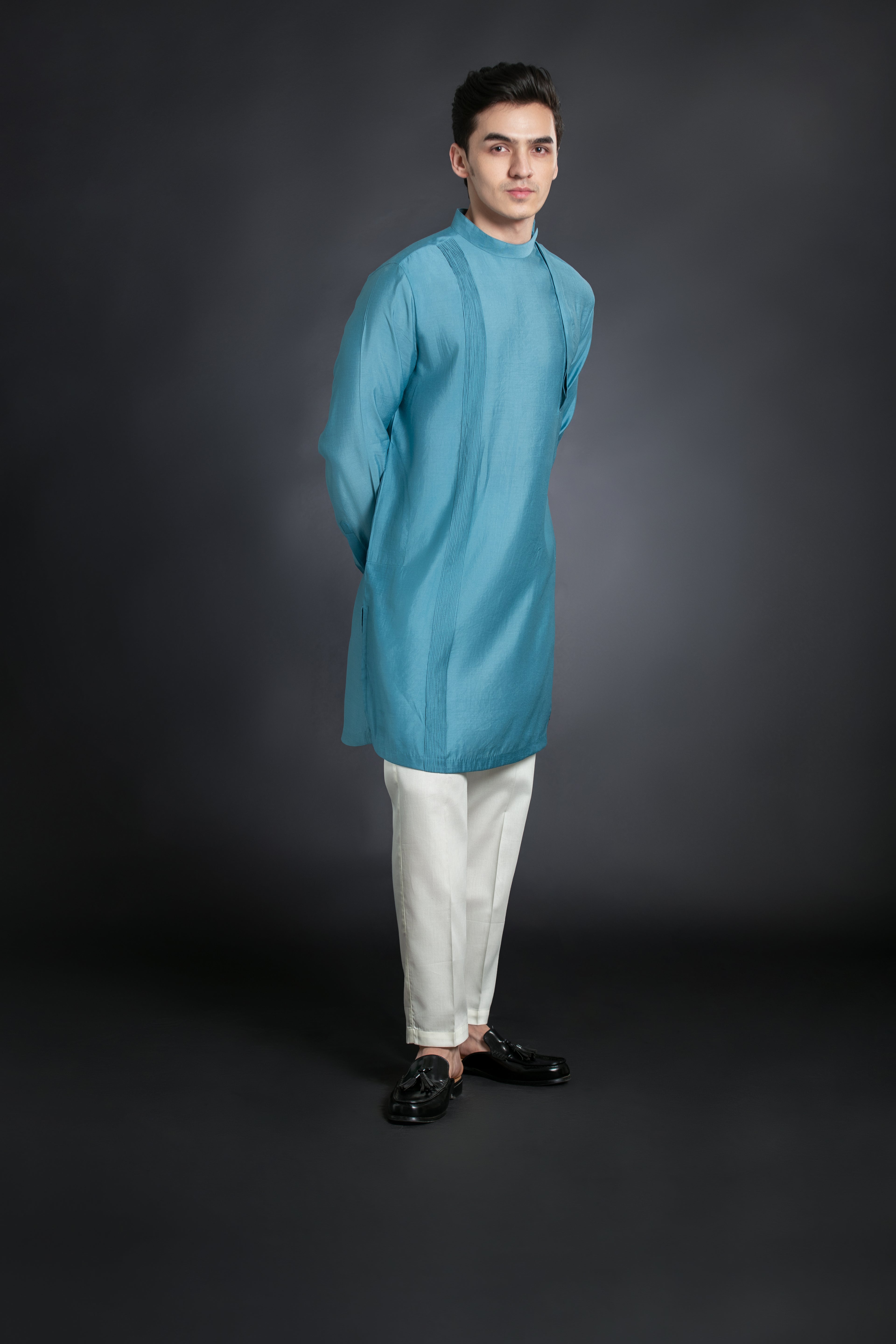 Men's Side Placket Mid-Length Kurta Pant set