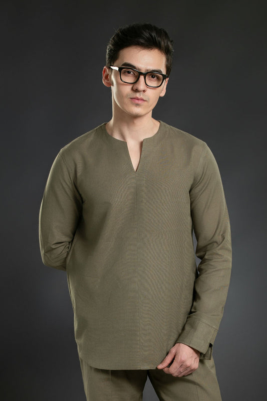 Men's V-Neck Short Kurta