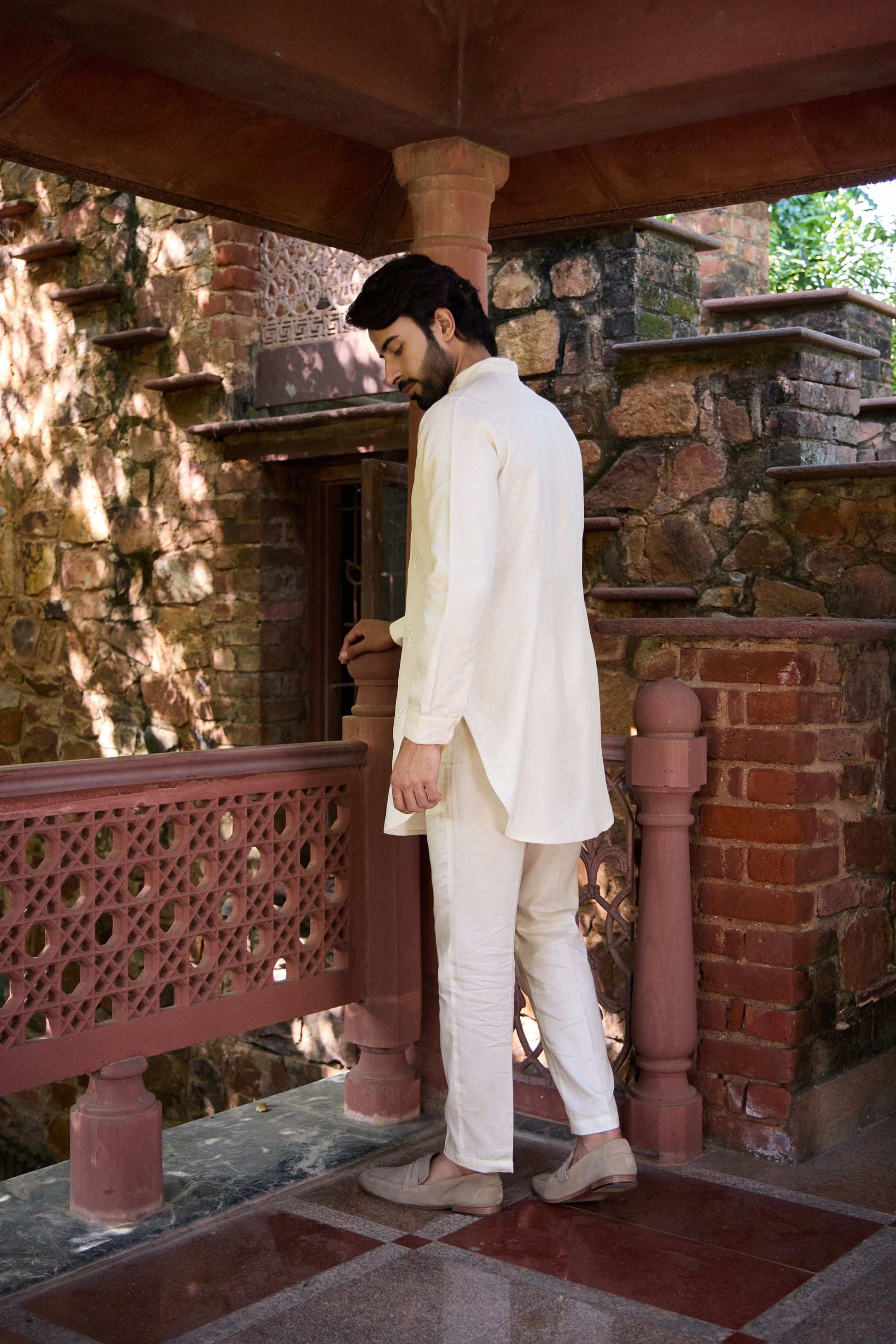 Arham & Ruhani - Mandarin Collar & Square Neckline Twin Set Twinning Statement