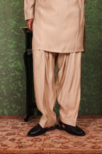 Parvaaz - Men's Embroiderd Beige Kurta Salwar Set