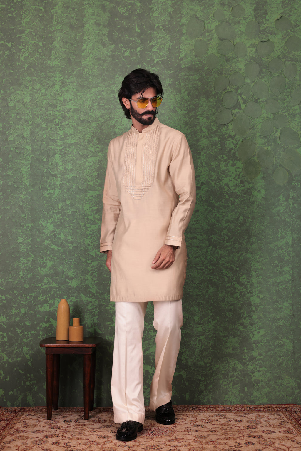 Tarana - Men's Beige Kurta Pant Set