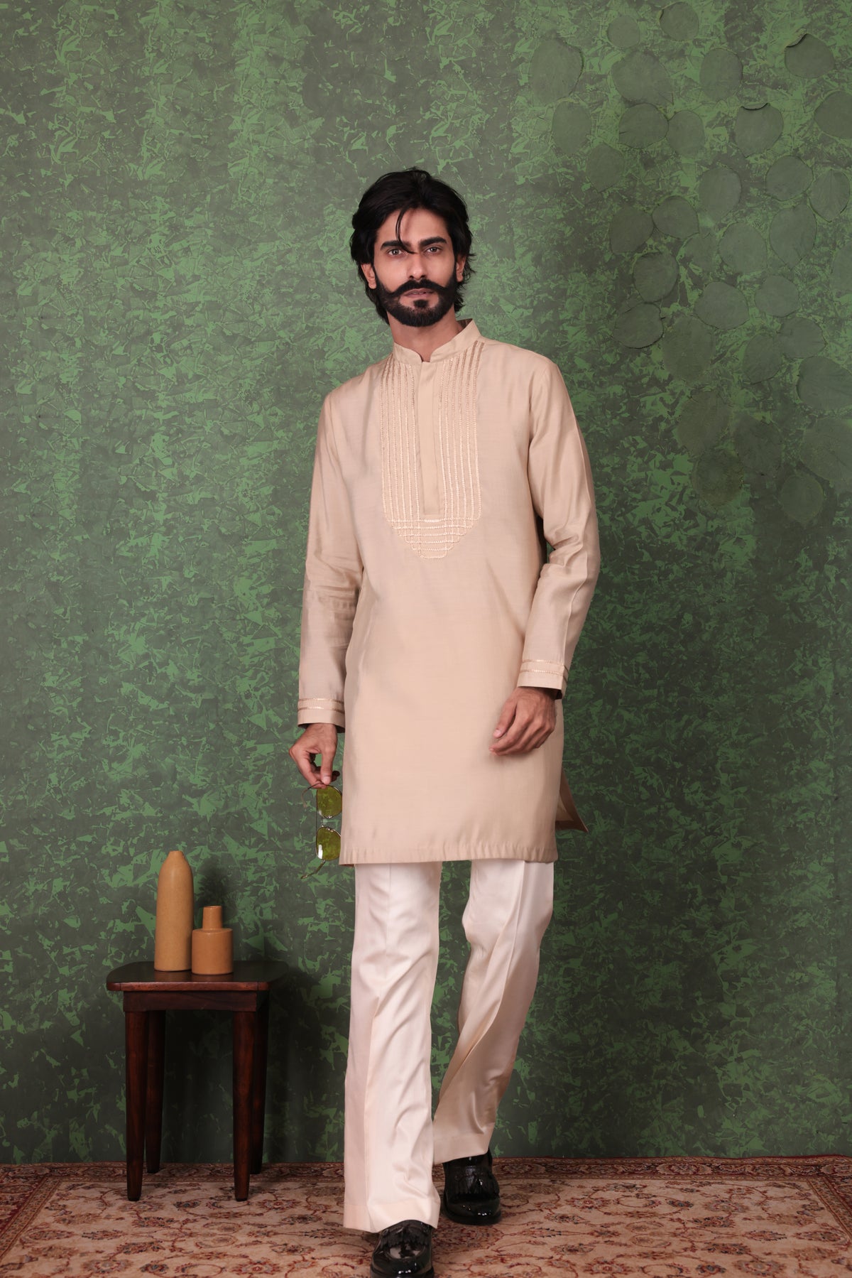 Tarana - Men's Beige Kurta Pant Set