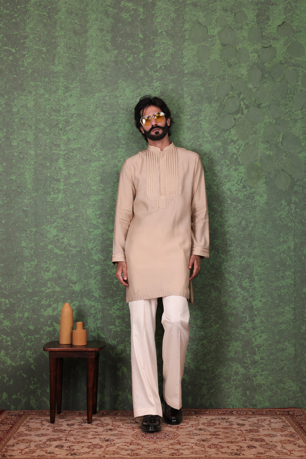 Tarana - Men's Beige Kurta Pant Set