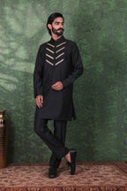 Gulzar - Men's Designer Black Kurta Pant Set