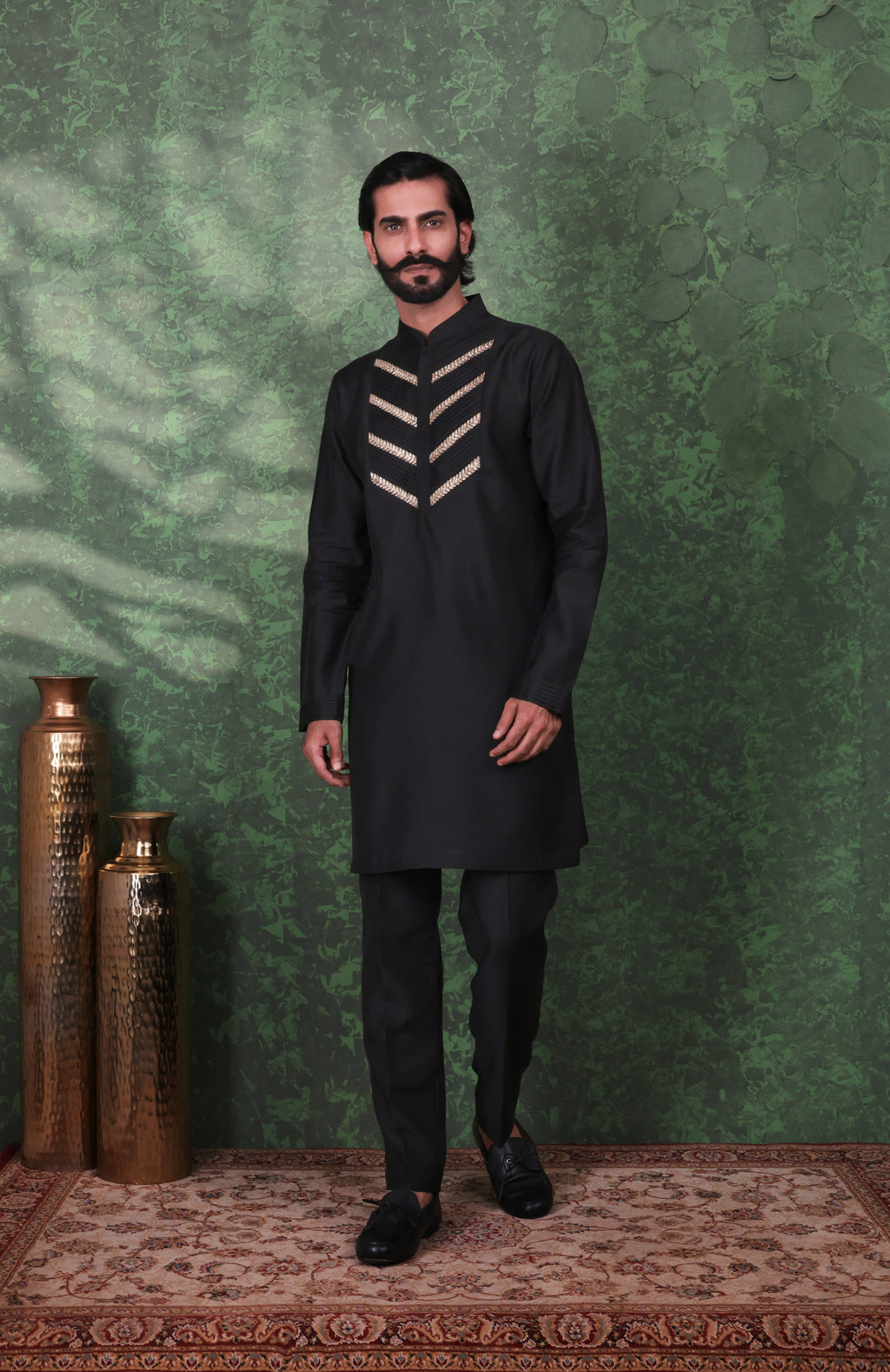 Gulzar - Men's Designer Black Kurta Pant Set