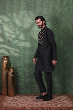 Gulzar - Men's Designer Black Kurta Pant Set