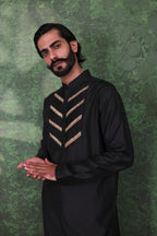 Gulzar - Men's Designer Black Kurta Pant Set