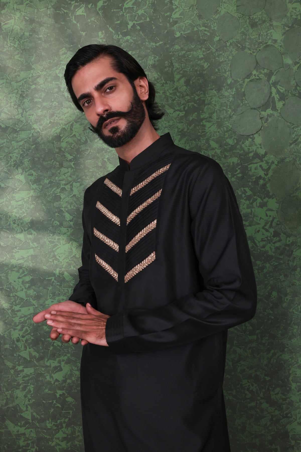 Gulzar - Men's Designer Black Kurta Pant Set