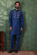 Gulzar - Men's Designer Royal Blue Kurta Pant Set