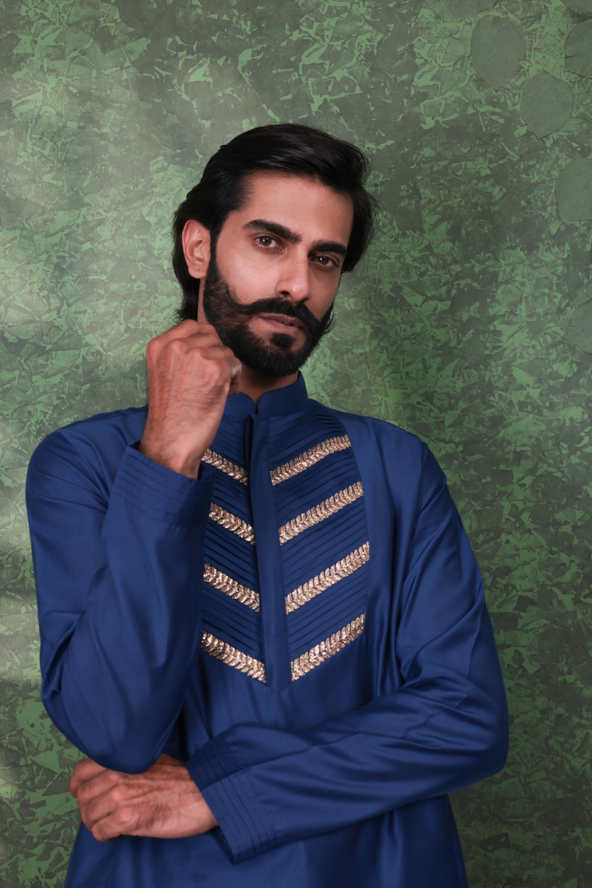 Gulzar - Men's Designer Royal Blue Kurta Pant Set