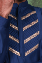 Gulzar - Men's Designer Royal Blue Kurta Pant Set