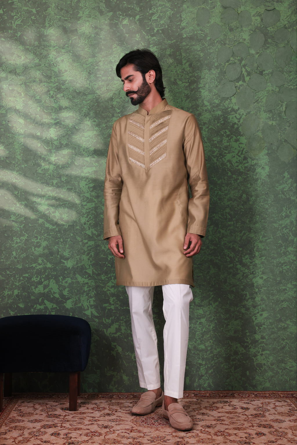Gulzar - Men's Designer Sage Green Kurta Pant Set