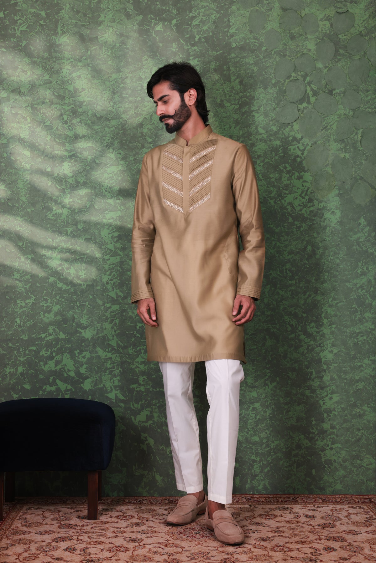 Gulzar - Men's Designer Sage Green Kurta Pant Set