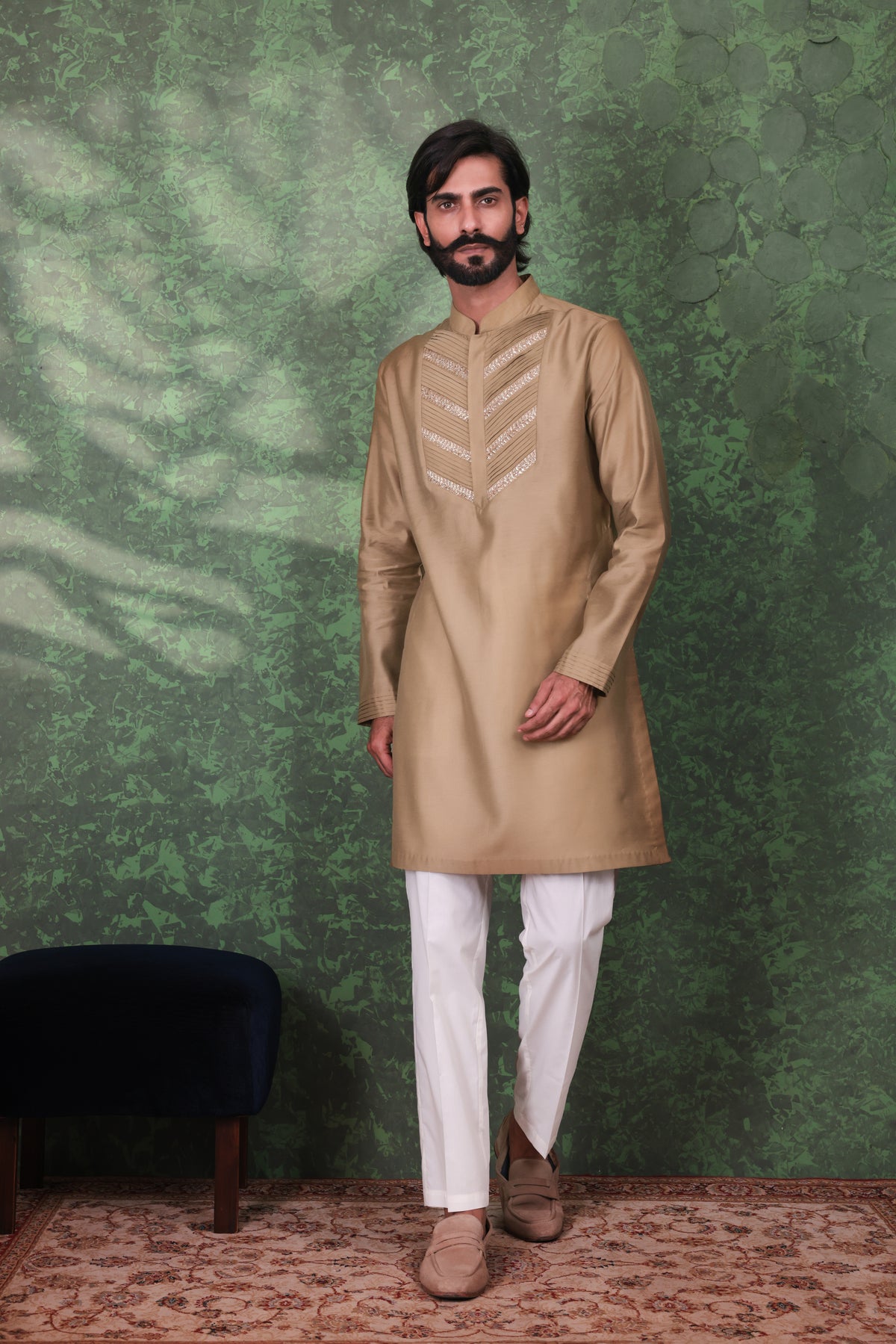 Gulzar - Men's Designer Sage Green Kurta Pant Set