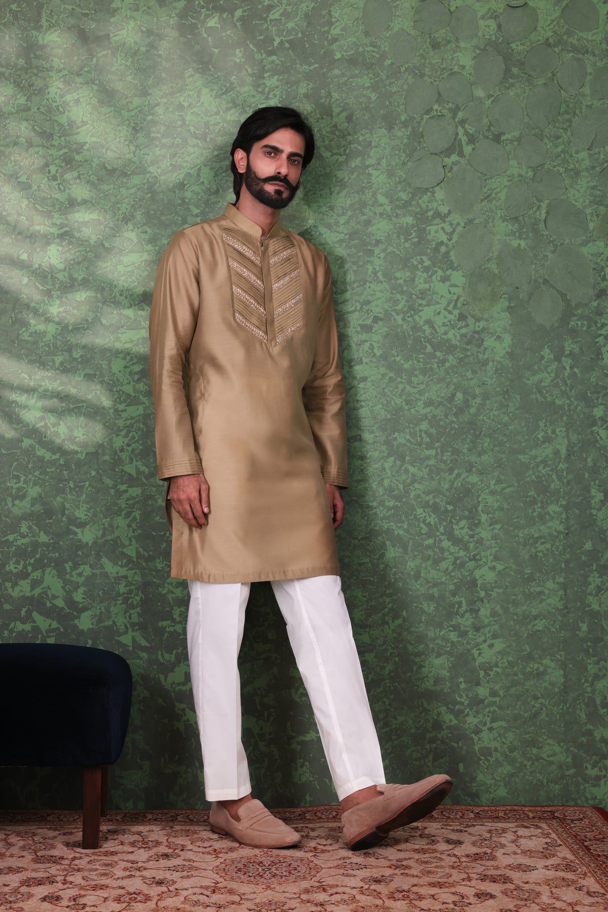 Gulzar - Men's Designer Sage Green Kurta Pant Set