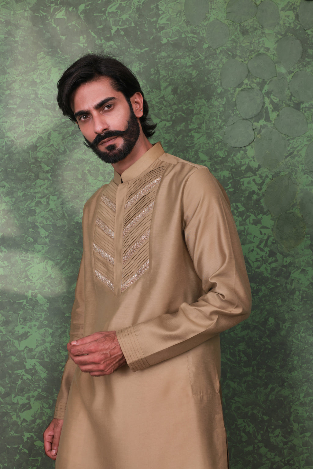 Gulzar - Men's Designer Sage Green Kurta Pant Set