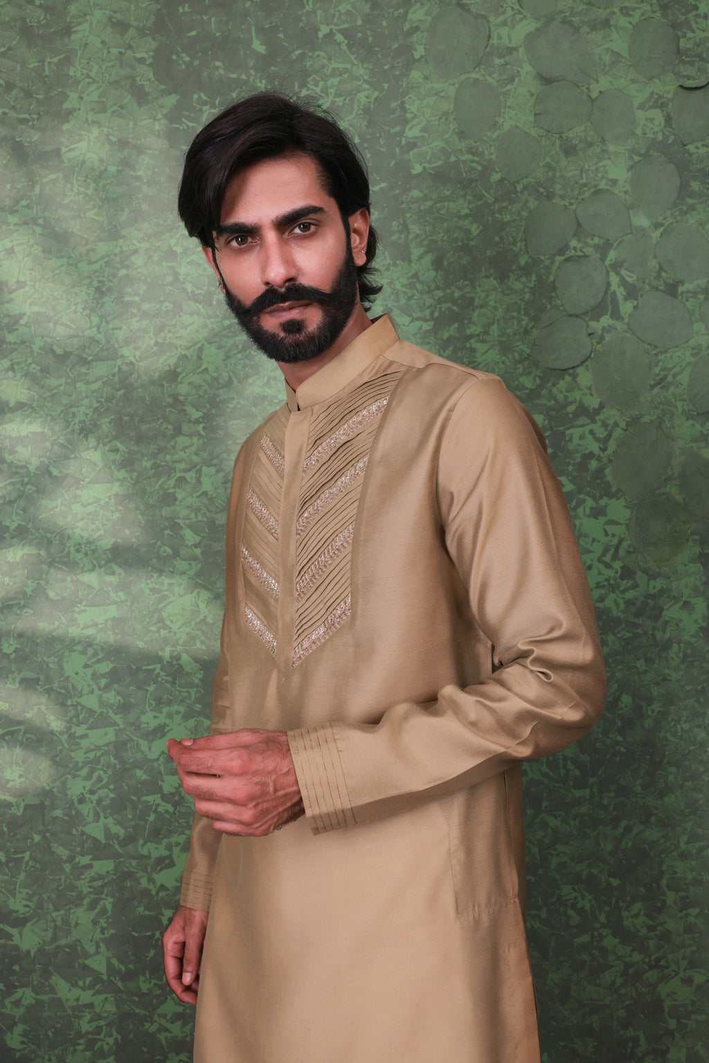 Gulzar - Men's Designer Sage Green Kurta Pant Set