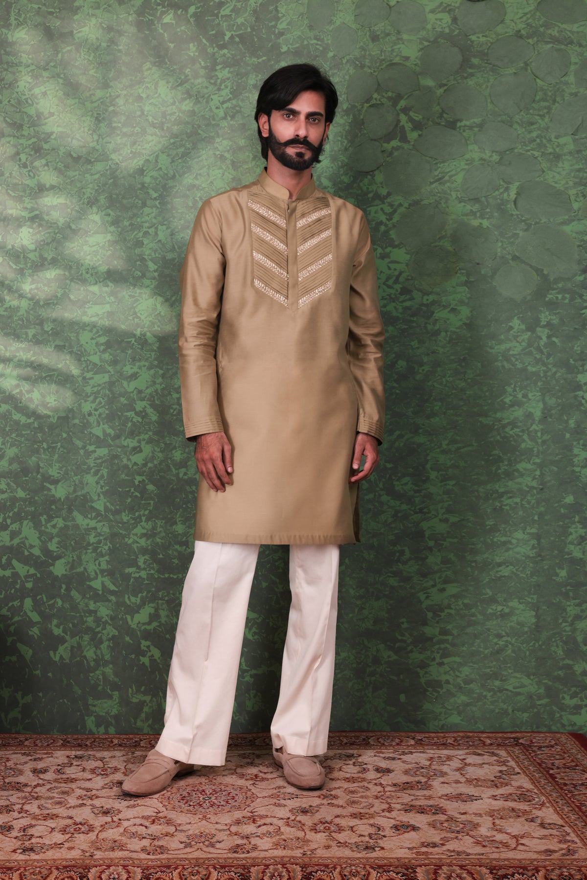 Gulzar - Men's Designer Sage Green Kurta Pant Set