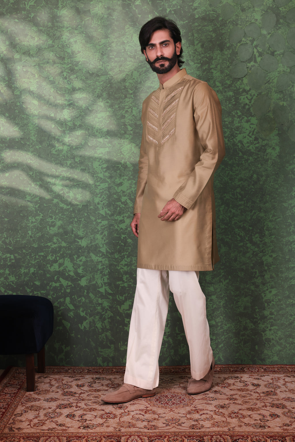 Gulzar - Men's Designer Sage Green Kurta Pant Set