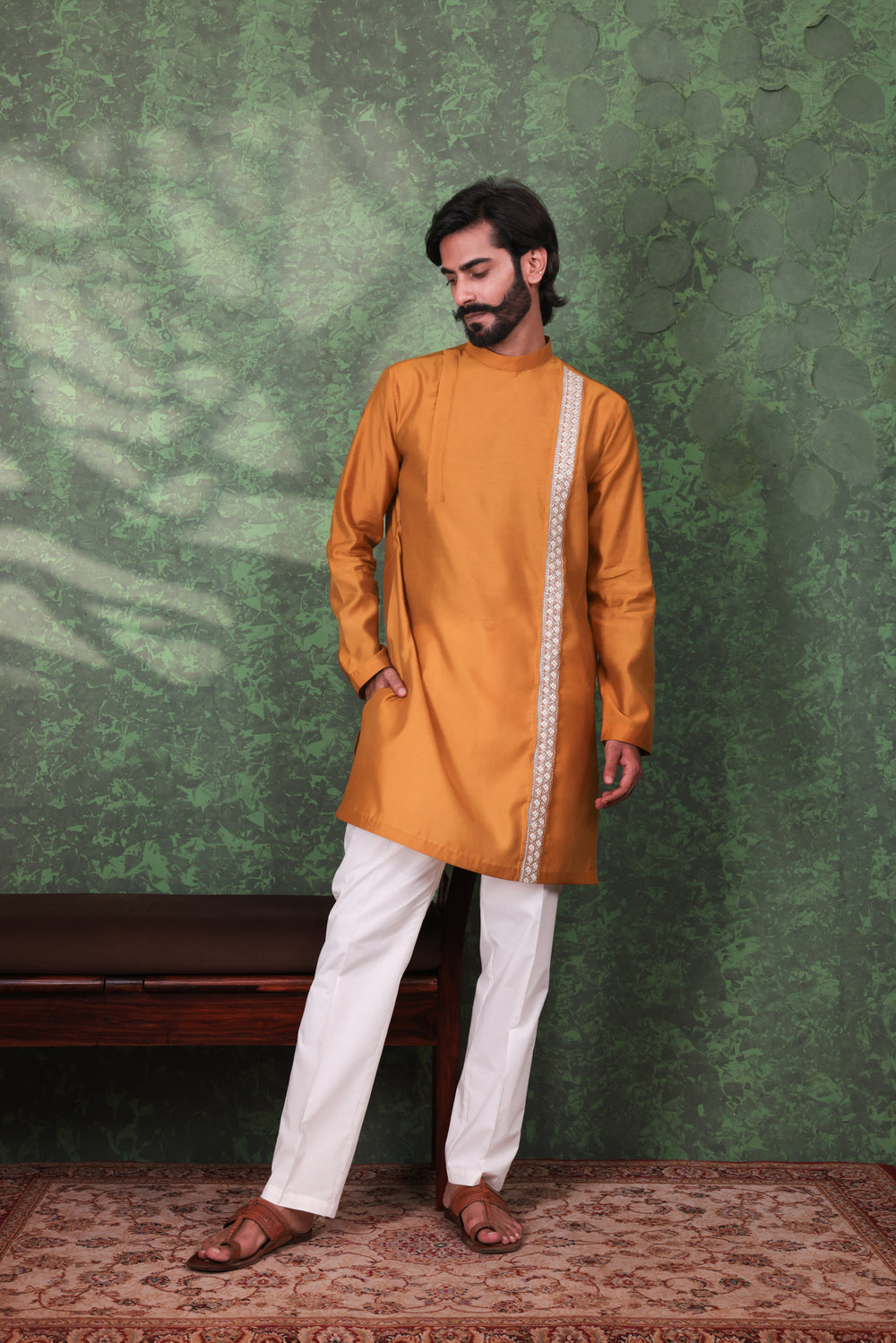 Dastoor - Men's Mustard Cotton Kurta set
