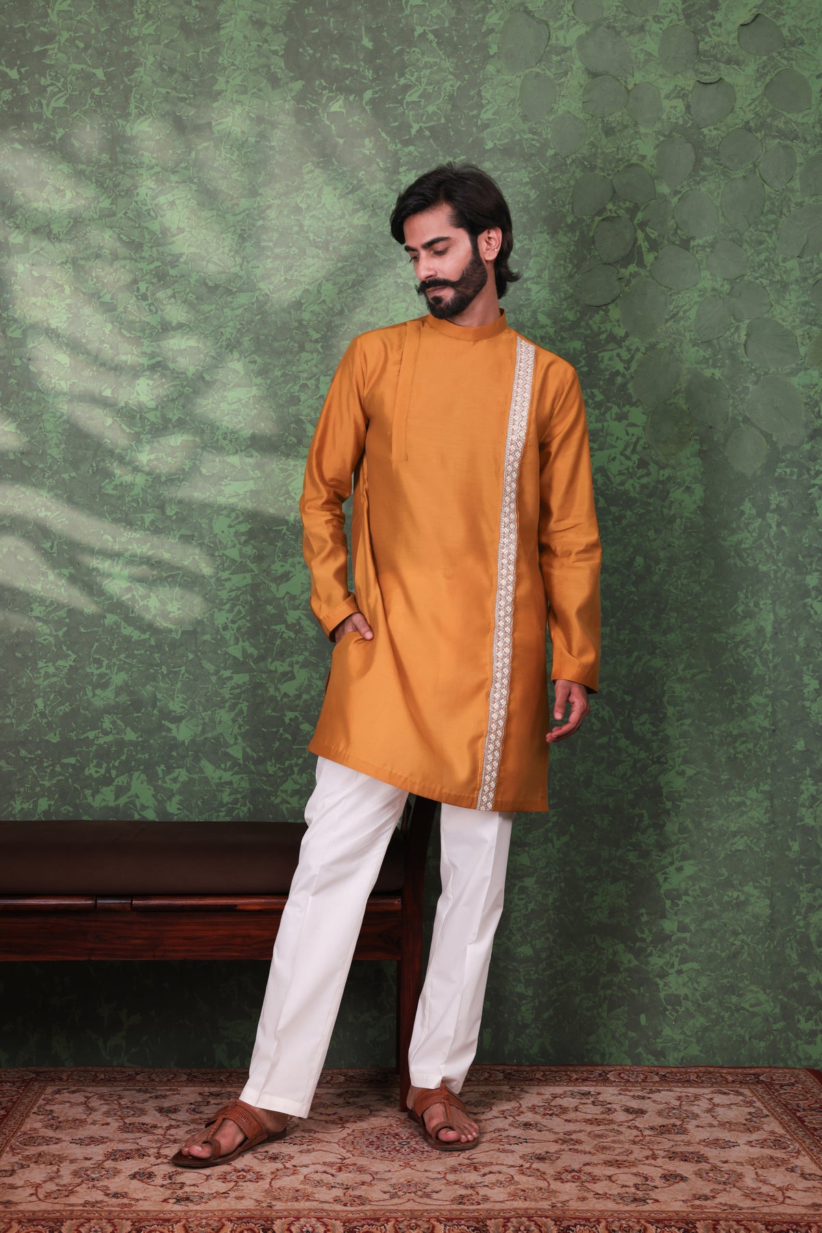 Dastoor - Men's Mustard Cotton Kurta set