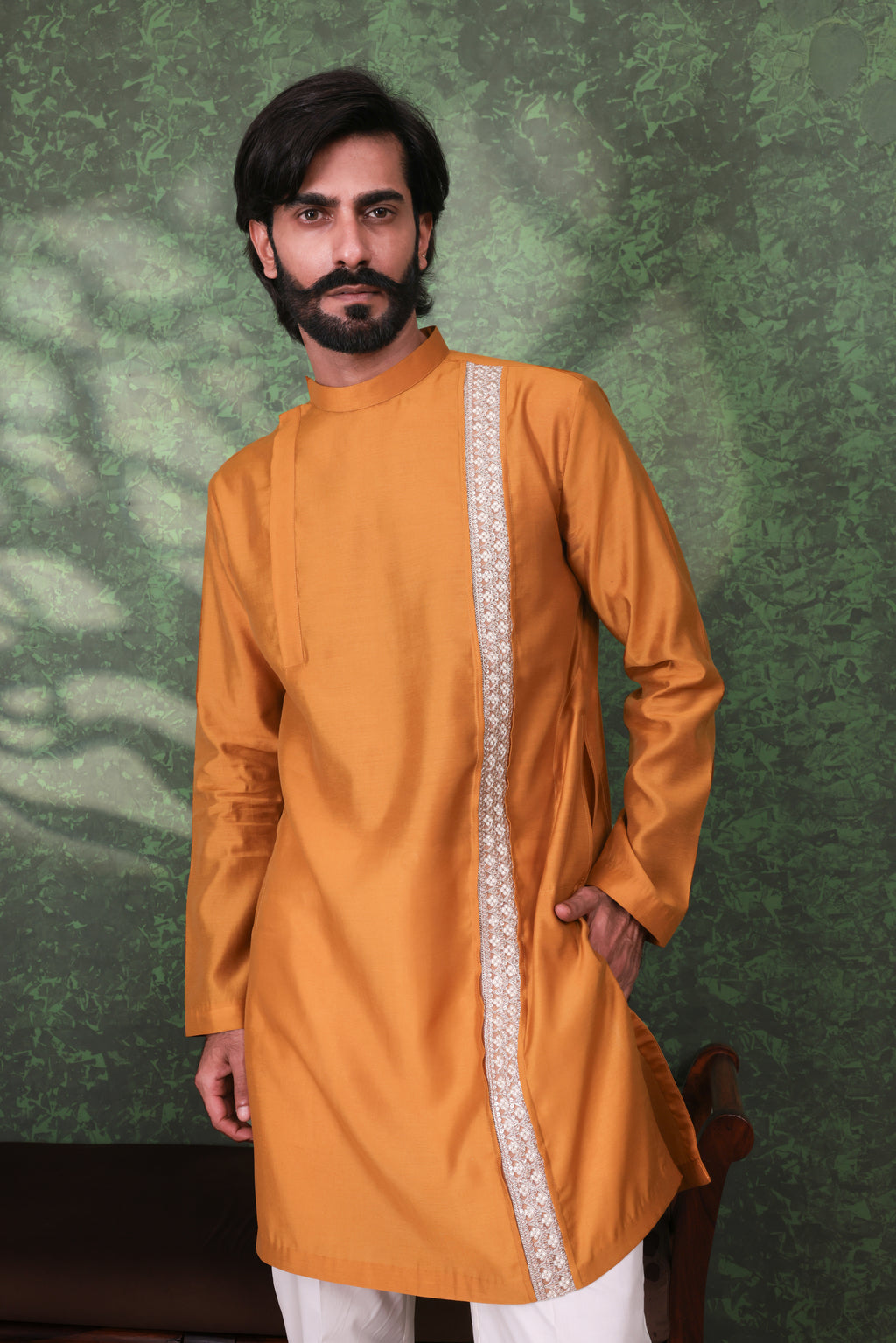 Dastoor - Men's Mustard Cotton Kurta set